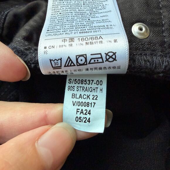 GAP 90s Straight High Rise Black Studded Jeans Size 26 - Picture 6 of 6